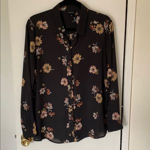 Who What Wear Black Floral Blouse